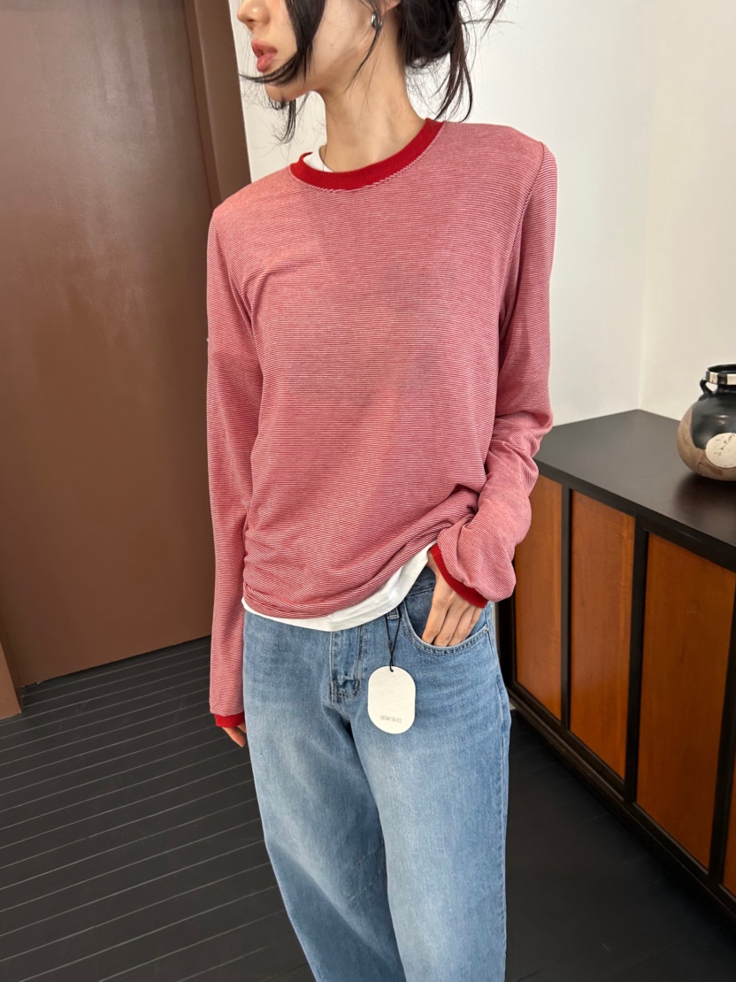 ME MO韓國直郵實拍女士新款推薦26春夏人氣職業休閑長袖T恤ME MO長袖T恤