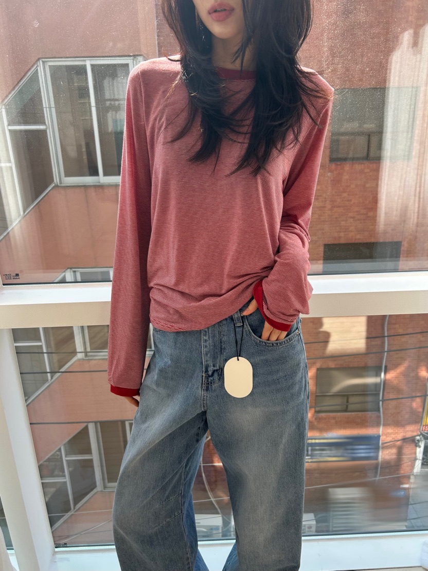 ME MO韓國直郵實拍女士新款推薦26春夏人氣職業休閑長袖T恤ME MO長袖T恤