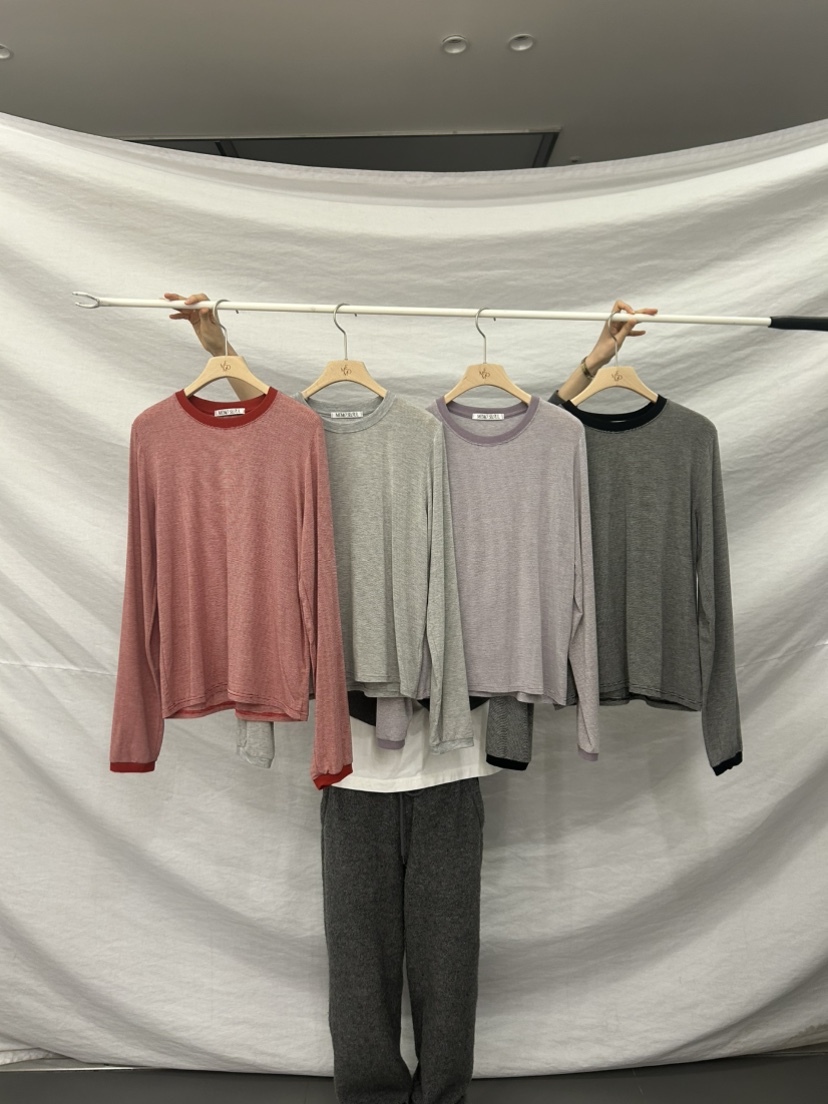 ME MO韓國直郵實拍女士新款推薦26春夏人氣職業休閑長袖T恤ME MO長袖T恤圖色2左二色