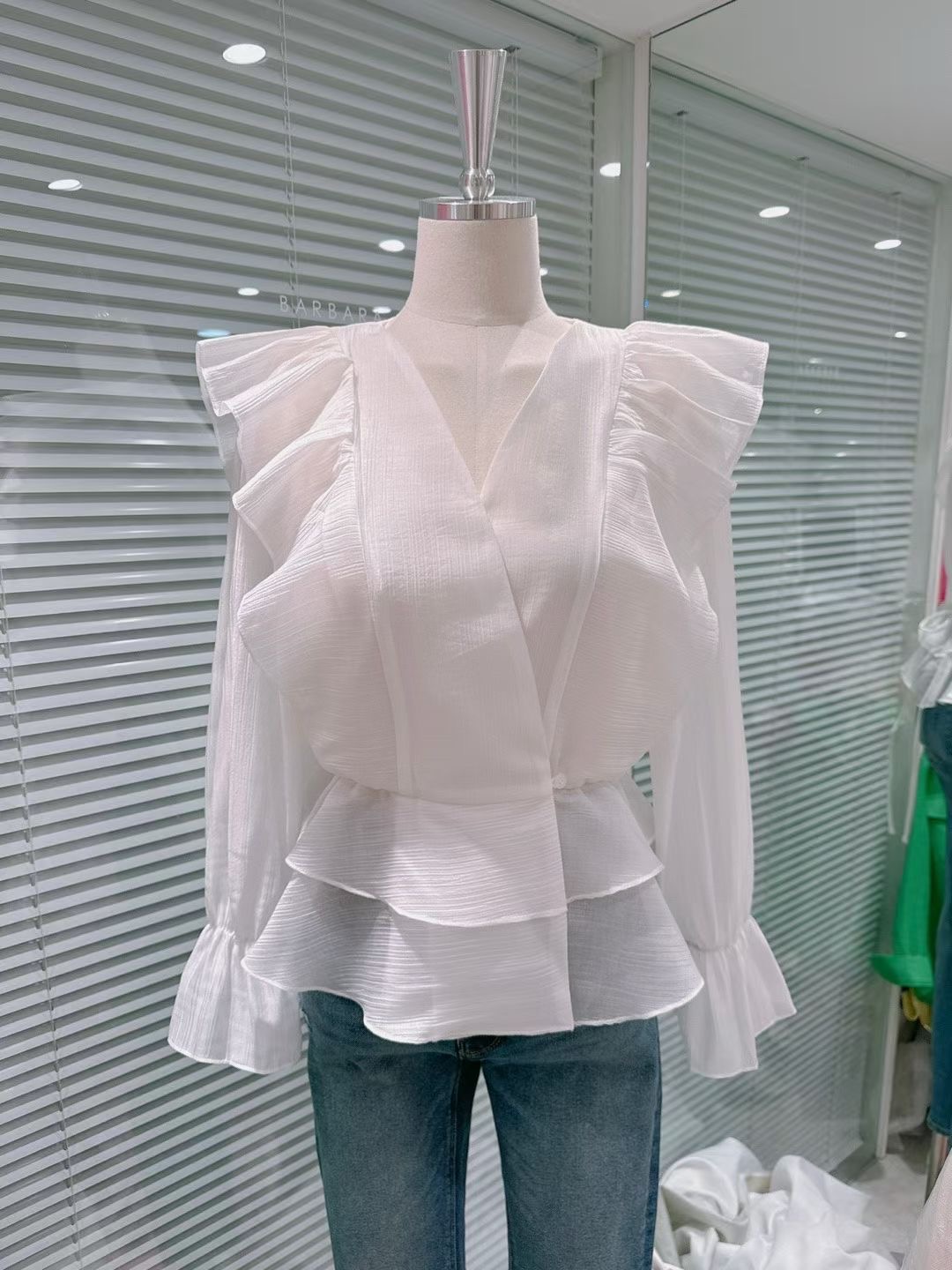 BARBARA GIRL韓國直郵實拍女裝新款職業襯衫蕾絲衫荷葉邊BARBARA GIRL襯衫/蕾絲衫圖色2