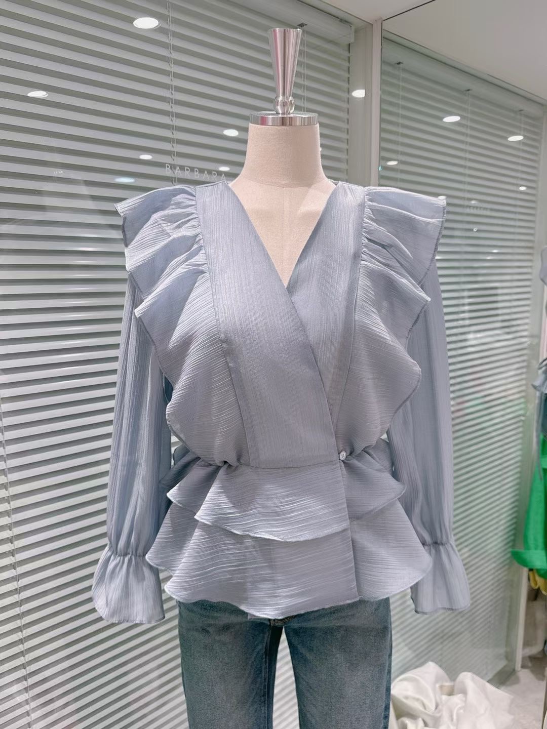 BARBARA GIRL韓國直郵實拍女裝新款職業襯衫蕾絲衫荷葉邊BARBARA GIRL襯衫/蕾絲衫圖色3