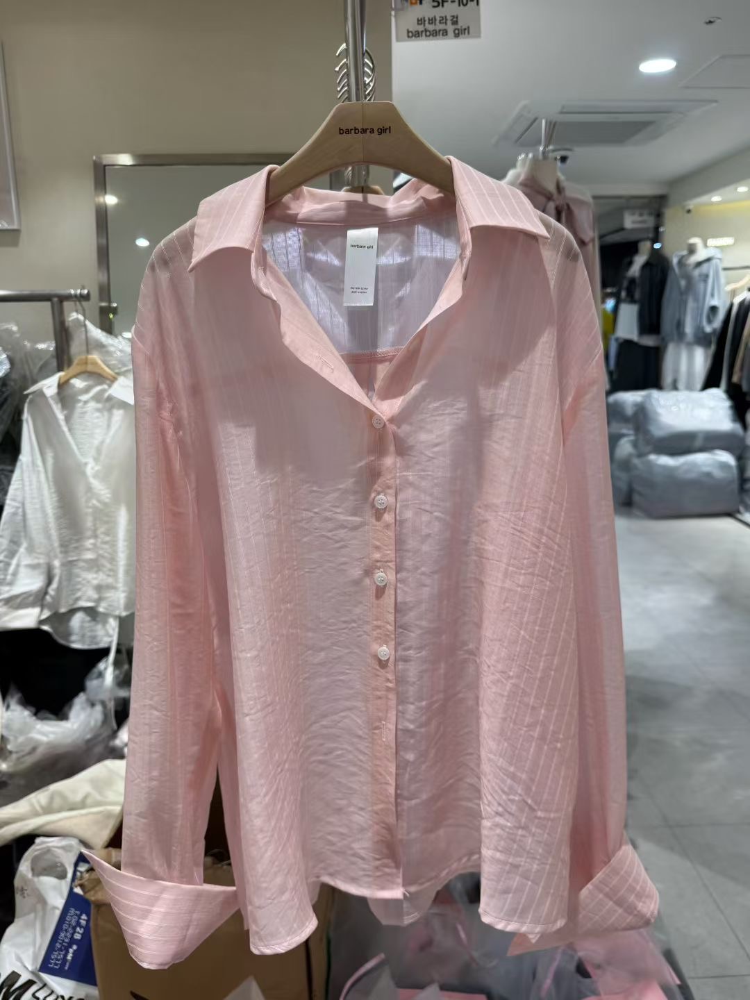 BARBARA GIRL韓國東大門直郵女士新款26春夏襯衫蕾絲衫天絲條紋BARBARA GIRL襯衫/蕾絲衫圖色3