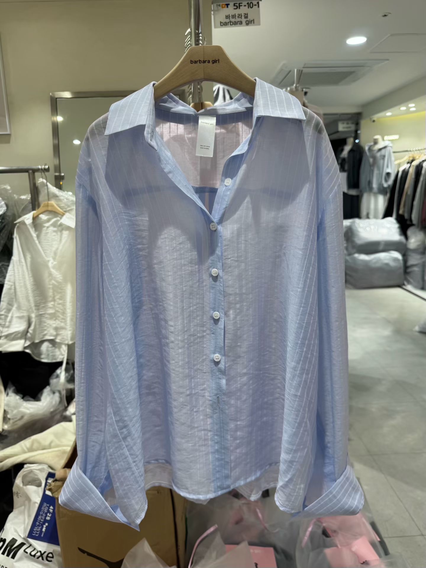 BARBARA GIRL韓國東大門直郵女士新款26春夏襯衫蕾絲衫天絲條紋BARBARA GIRL襯衫/蕾絲衫圖色4