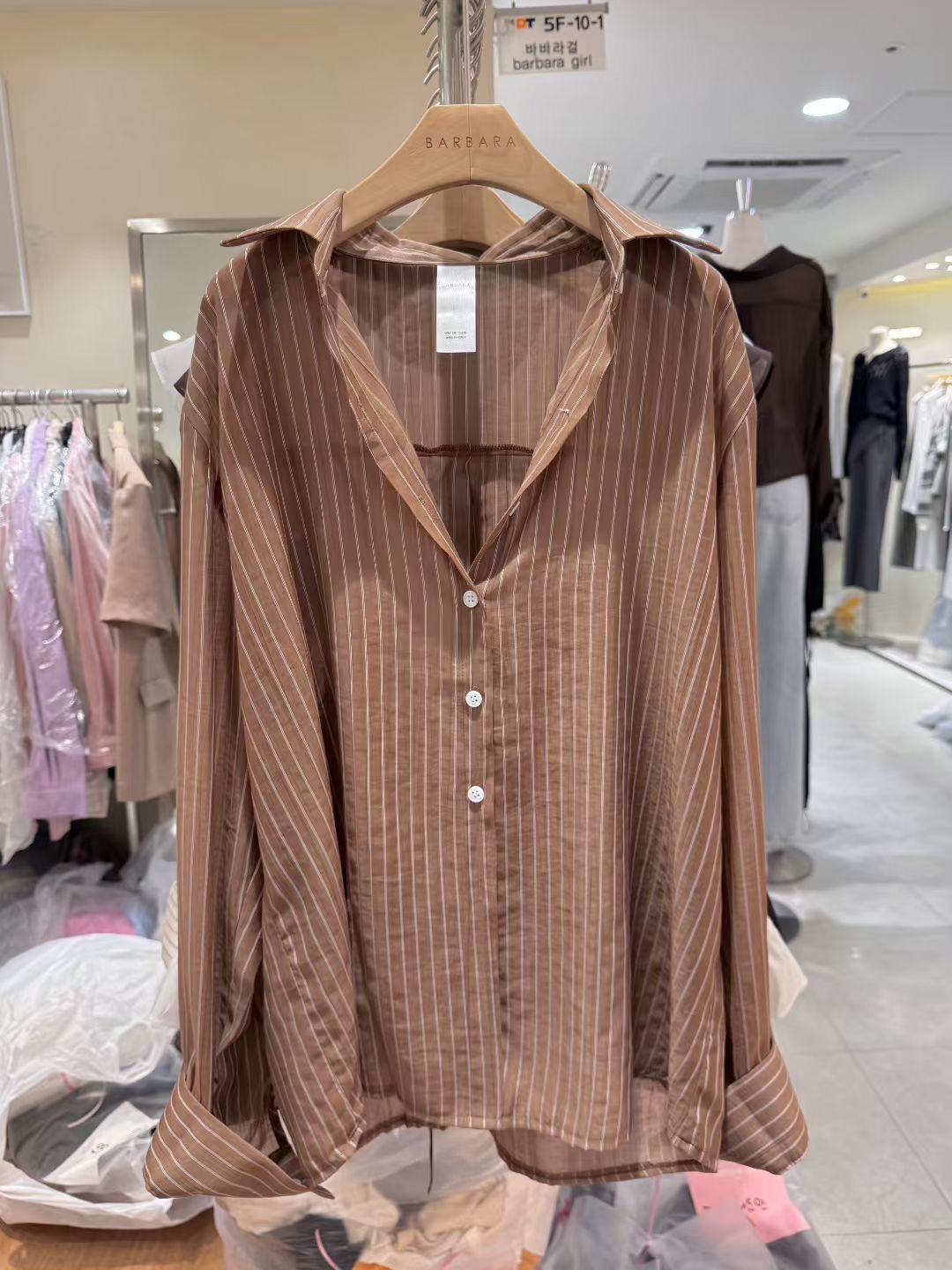 BARBARA GIRL韓國東大門直郵女士新款26春夏襯衫蕾絲衫天絲條紋BARBARA GIRL襯衫/蕾絲衫圖色6