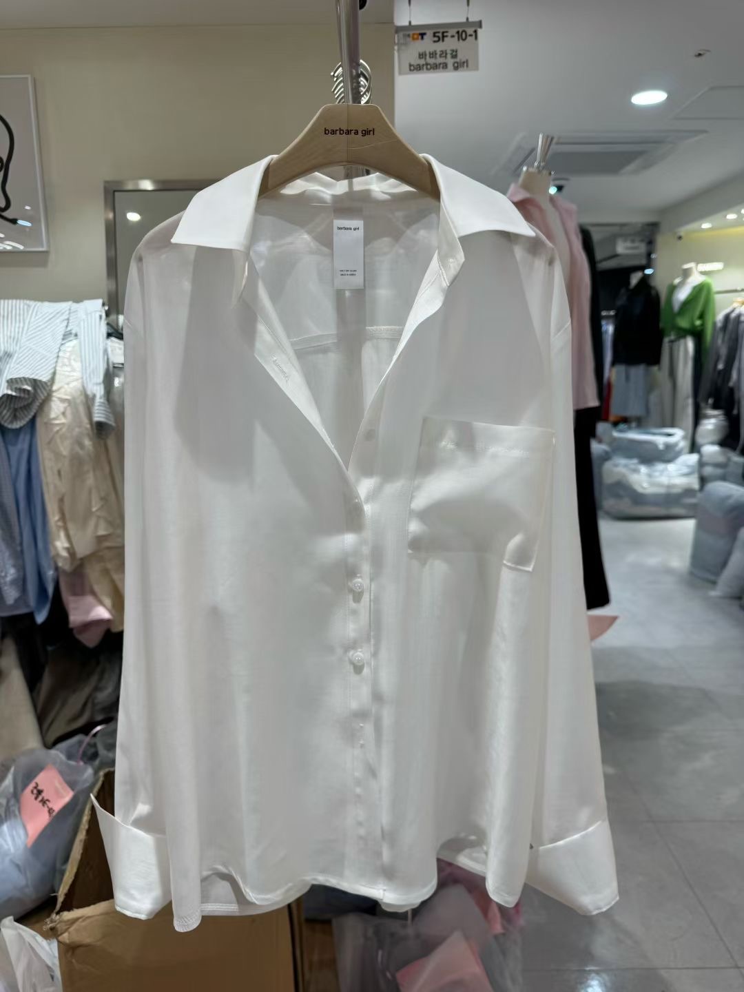 BARBARA GIRL韓國直郵實拍女裝新款職業襯衫蕾絲衫口袋天絲BARBARA GIRL襯衫/蕾絲衫圖色3