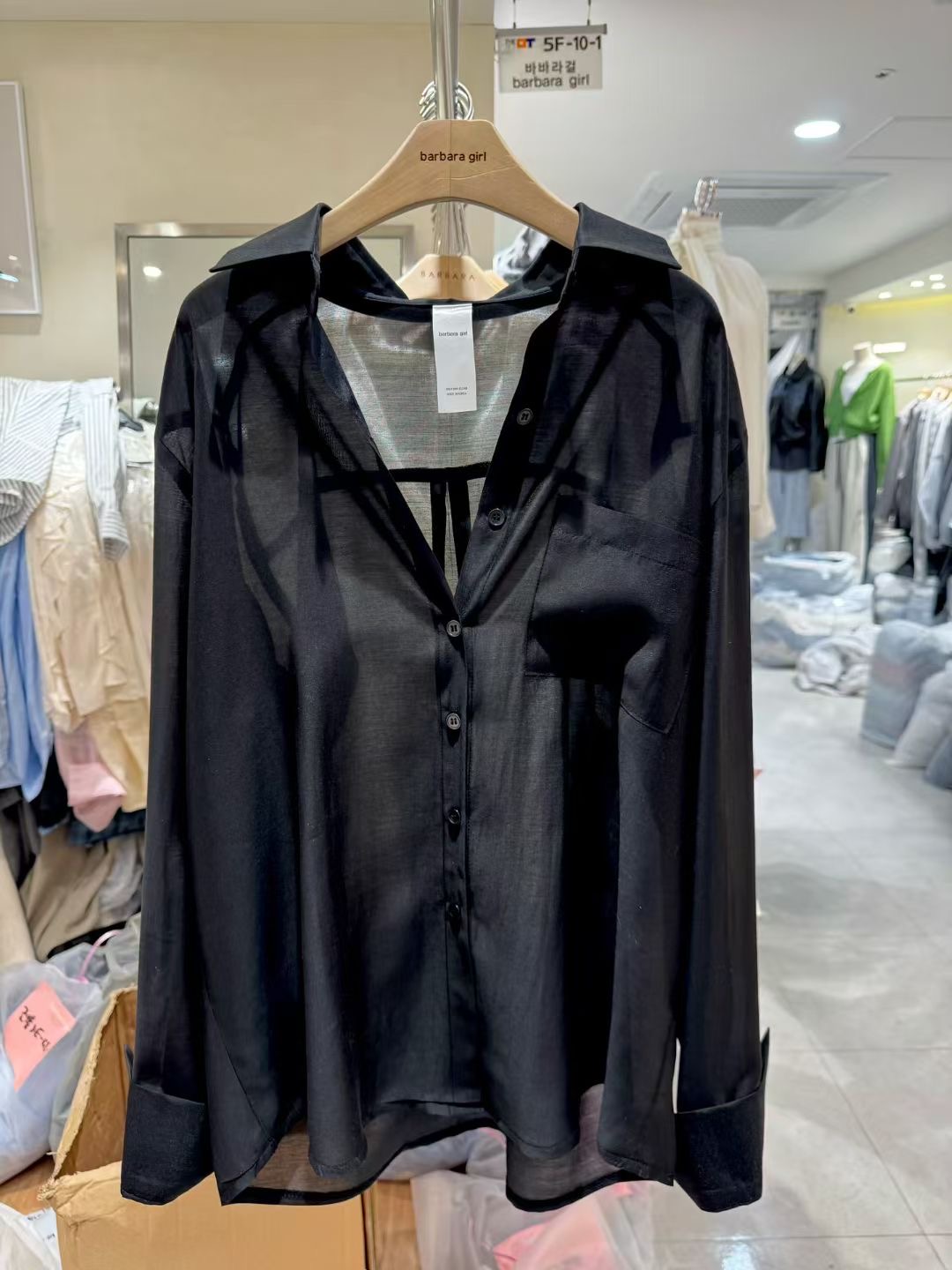 BARBARA GIRL韓國直郵實拍女裝新款職業襯衫蕾絲衫口袋天絲BARBARA GIRL襯衫/蕾絲衫圖色5