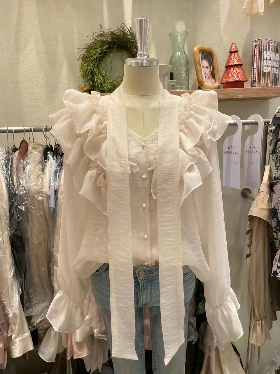 BARBARA GIRL韓國直郵實拍女裝新款熱賣襯衫蕾絲衫荷葉邊透明BARBARA GIRL襯衫/蕾絲衫圖色3