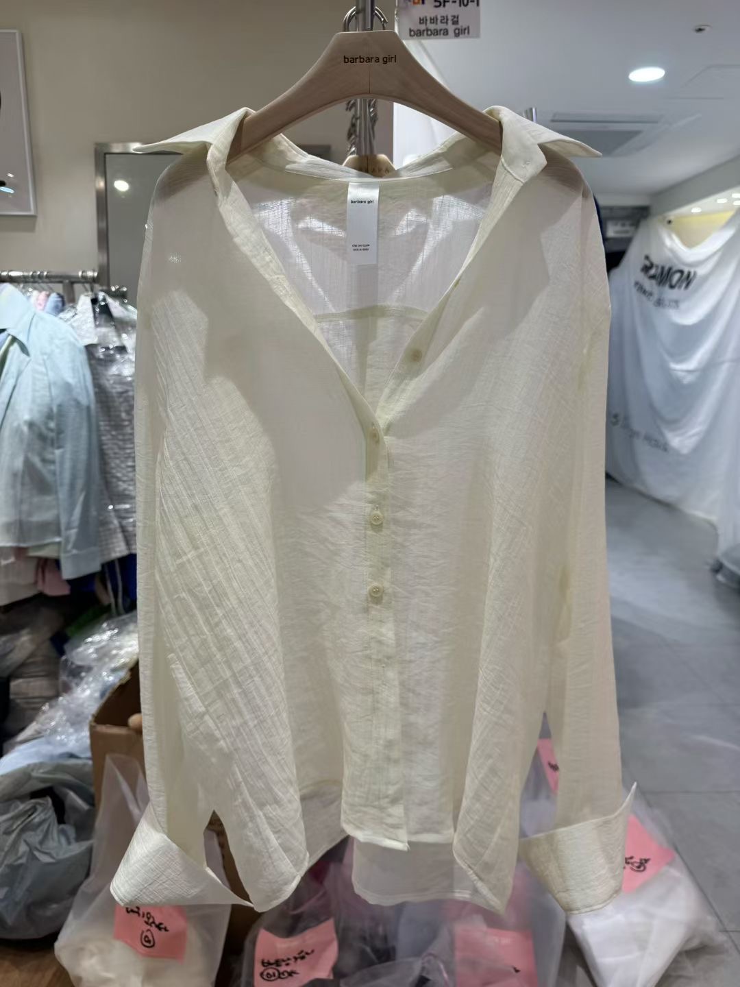 BARBARA GIRL韓國直郵女士新款26春夏襯衫蕾絲衫奶油色天絲BARBARA GIRL襯衫/蕾絲衫圖色2