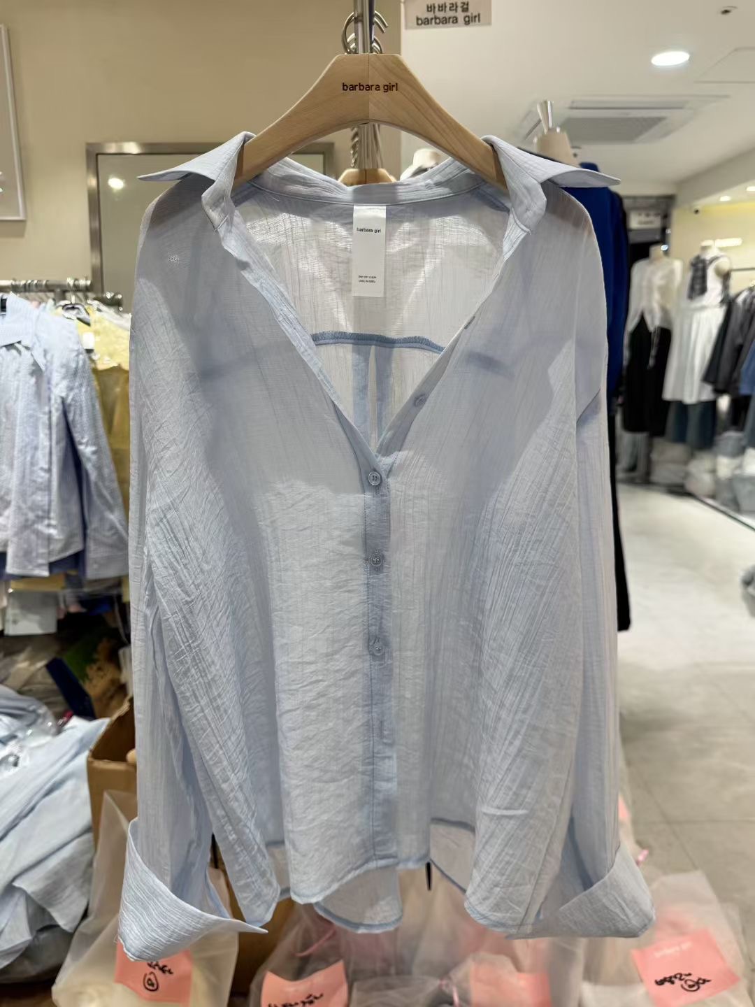 BARBARA GIRL韓國直郵女士新款26春夏襯衫蕾絲衫奶油色天絲BARBARA GIRL襯衫/蕾絲衫圖色3