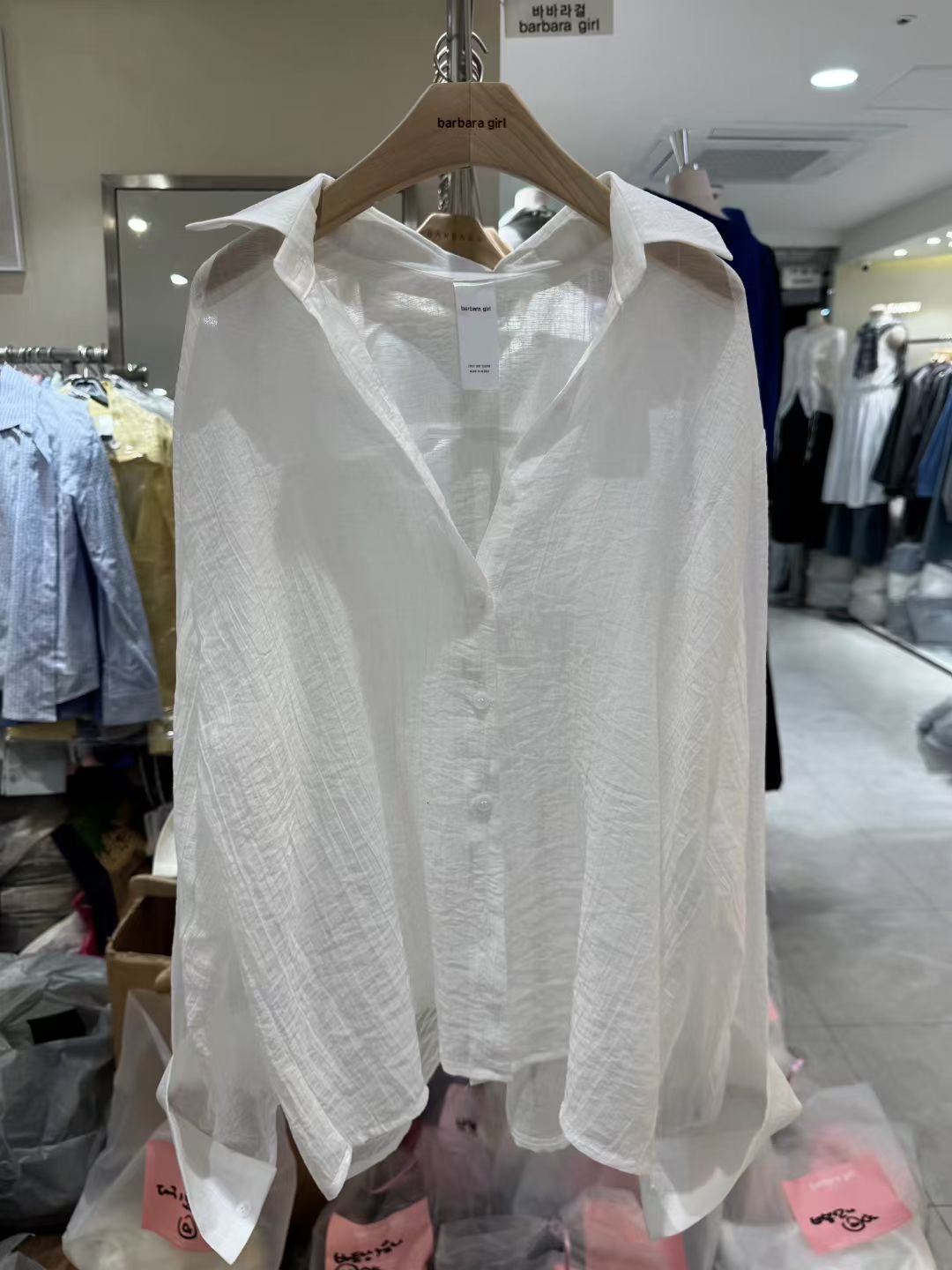 BARBARA GIRL韓國直郵女士新款26春夏襯衫蕾絲衫奶油色天絲BARBARA GIRL襯衫/蕾絲衫圖色4