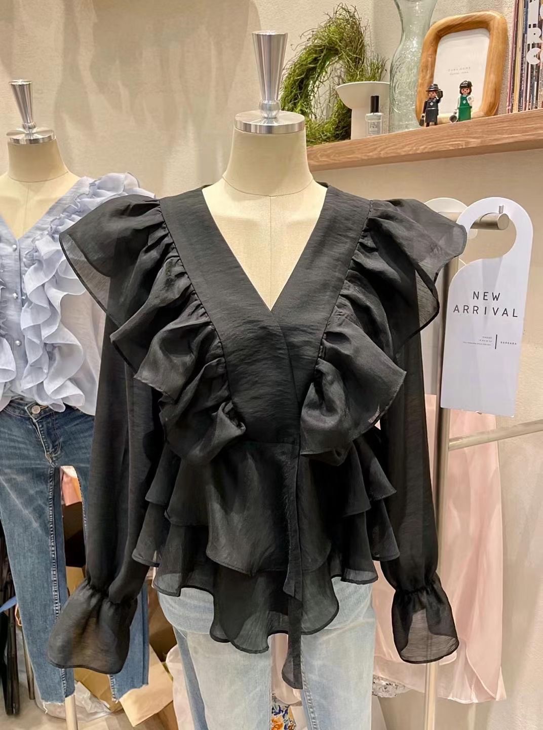 BARBARA GIRL韓國東大門直郵女士新品時尚襯衫蕾絲衫荷葉邊透視BARBARA GIRL襯衫/蕾絲衫圖色4