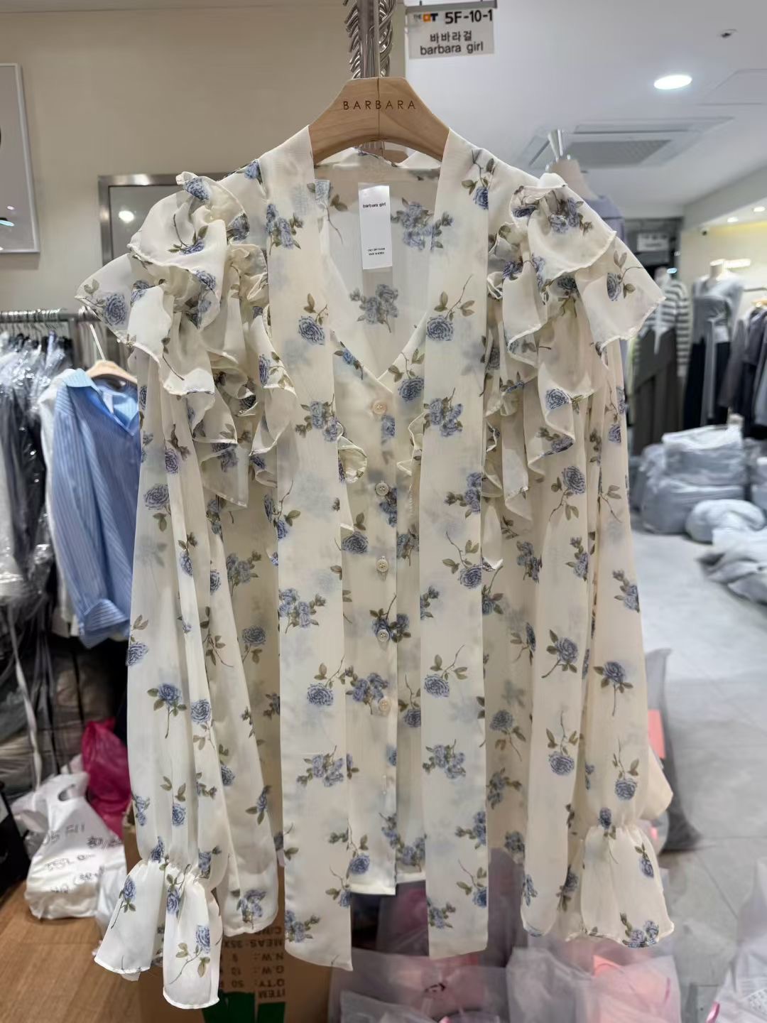 BARBARA GIRL韓國東大門直郵女裝新款26春夏襯衫蕾絲衫荷葉邊雙層BARBARA GIRL襯衫/蕾絲衫圖色2