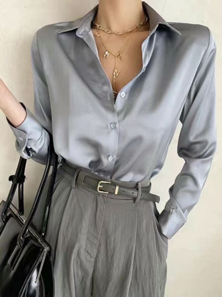 BARBARA GIRL韓國東大門代購女士新款人氣襯衫蕾絲衫絲質緞面BARBARA GIRL襯衫/蕾絲衫圖色3