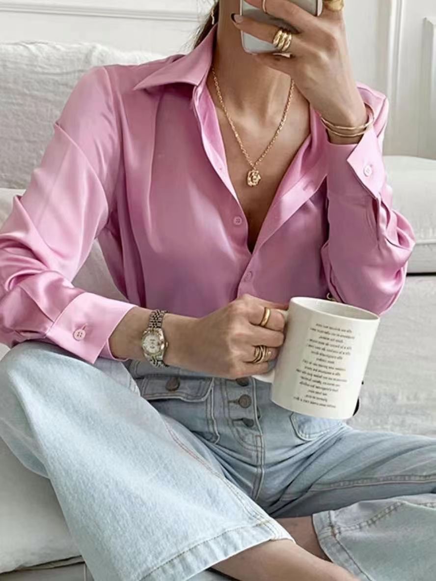 BARBARA GIRL韓國東大門代購女士新款人氣襯衫蕾絲衫絲質緞面BARBARA GIRL襯衫/蕾絲衫圖色5