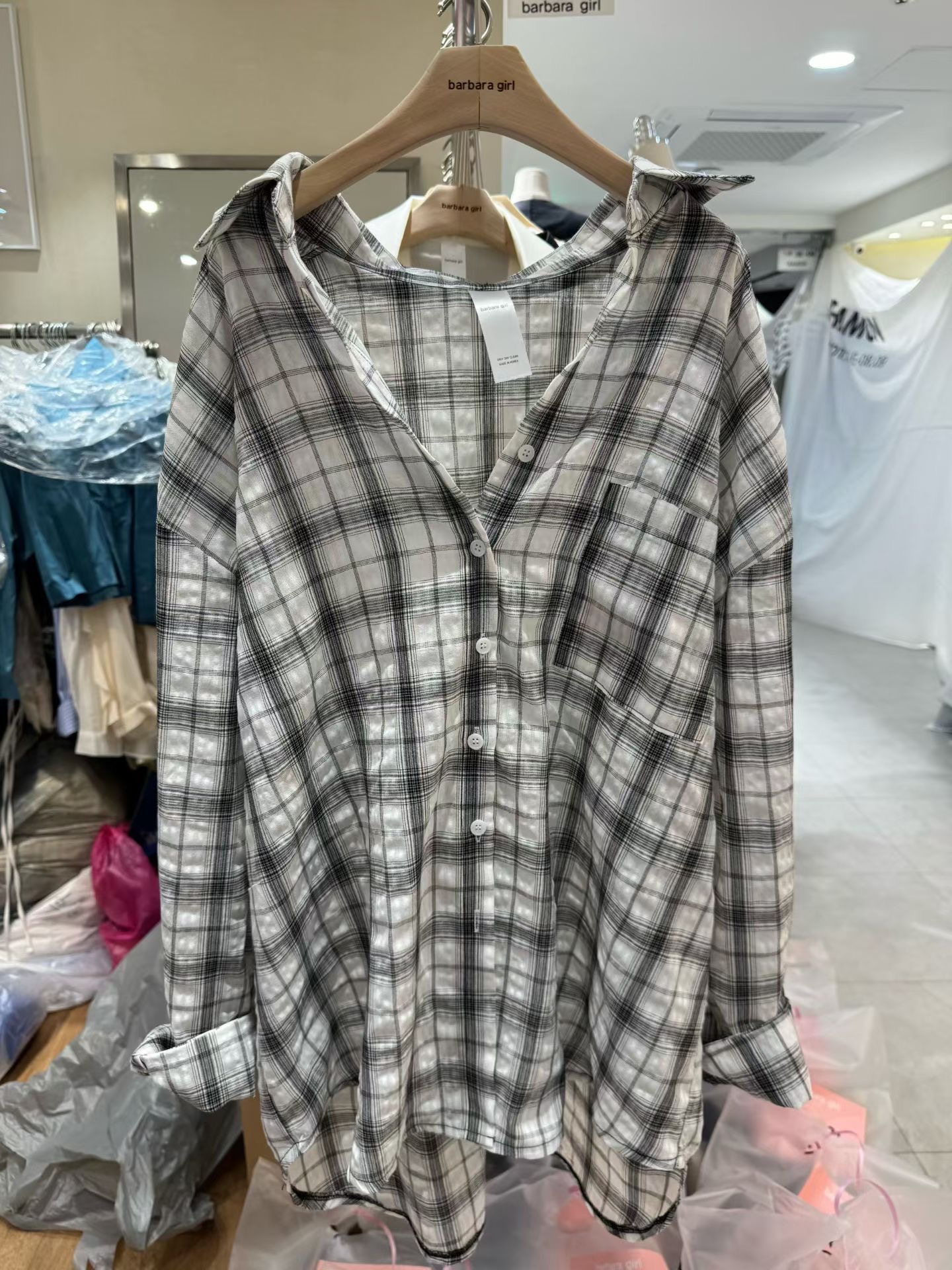 BARBARA GIRL韓國直郵實拍女士新款時尚推薦襯衫蕾絲衫格紋BARBARA GIRL襯衫/蕾絲衫圖色1