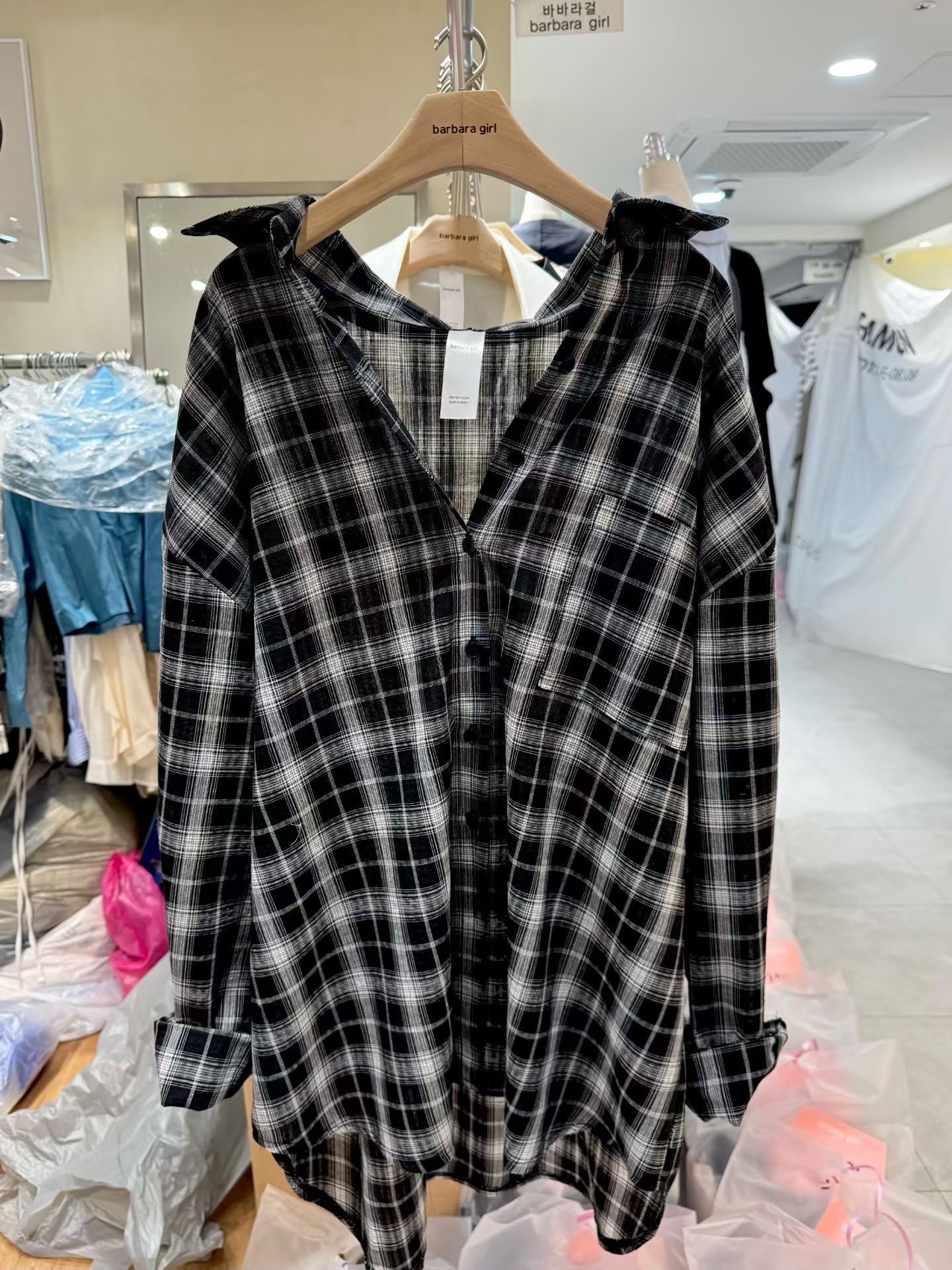 BARBARA GIRL韓國直郵實拍女士新款時尚推薦襯衫蕾絲衫格紋BARBARA GIRL襯衫/蕾絲衫圖色3