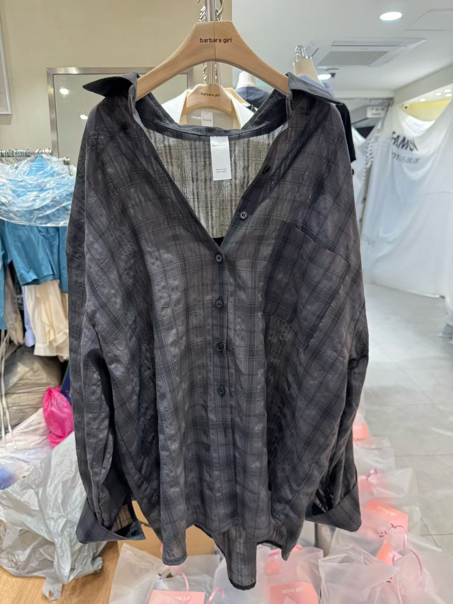 BARBARA GIRL韓國直郵實拍女士新款時尚推薦襯衫蕾絲衫格紋BARBARA GIRL襯衫/蕾絲衫圖色4