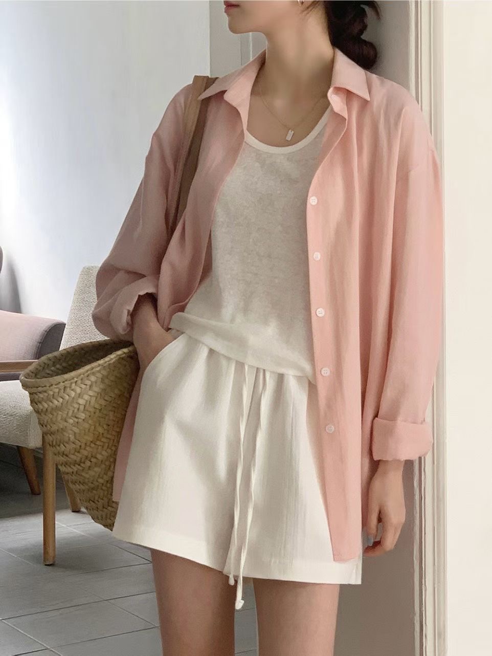 BARBARA GIRL韓國代購女裝新款人氣襯衫蕾絲衫天絲亞麻亞麻布BARBARA GIRL襯衫/蕾絲衫