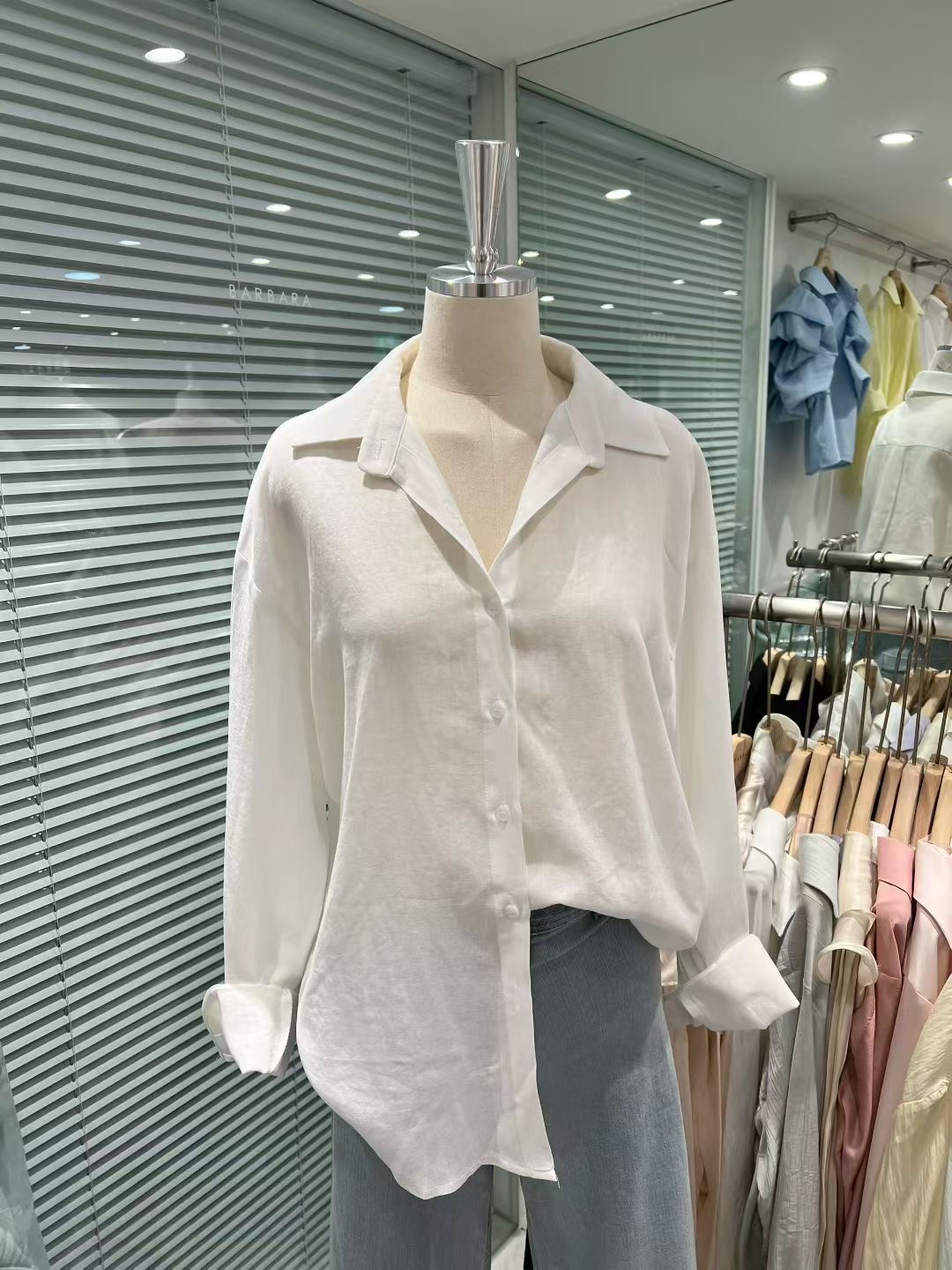 BARBARA GIRL韓國代購女裝新款人氣襯衫蕾絲衫天絲亞麻亞麻布BARBARA GIRL襯衫/蕾絲衫圖色2