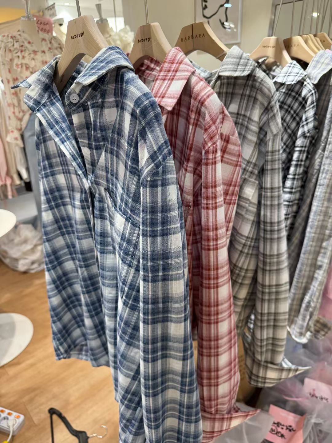 BARBARA GIRL韓國東大門直郵女士新款休閑襯衫蕾絲衫格紋BARBARA GIRL襯衫/蕾絲衫