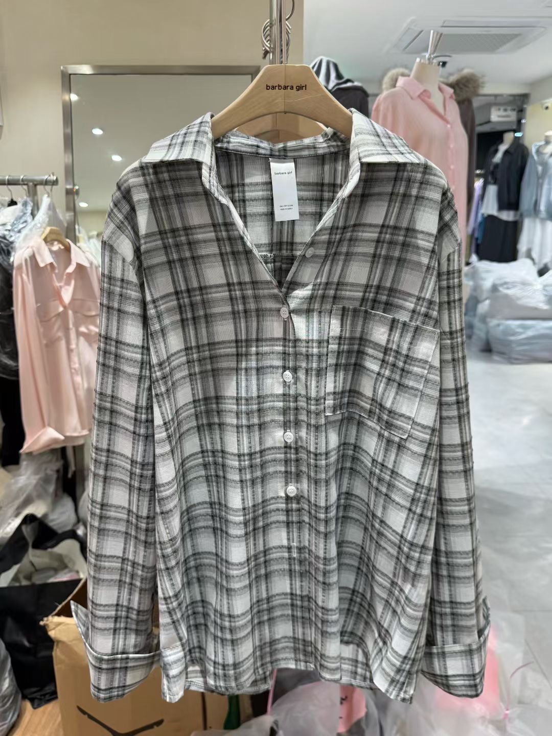 BARBARA GIRL韓國東大門直郵女士新款休閑襯衫蕾絲衫格紋BARBARA GIRL襯衫/蕾絲衫圖色1