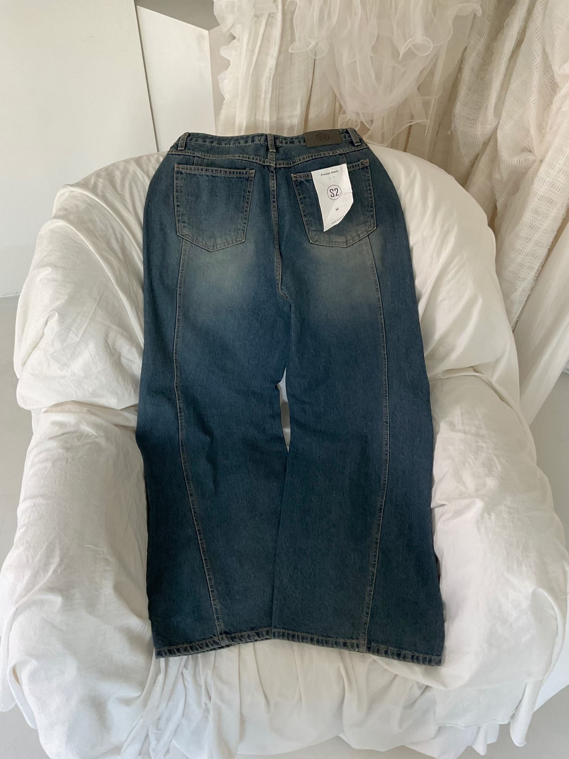 s.2.0韓國直郵女士新款休閑推薦26春夏職業牛仔褲不含腰帶s.2.0牛仔褲