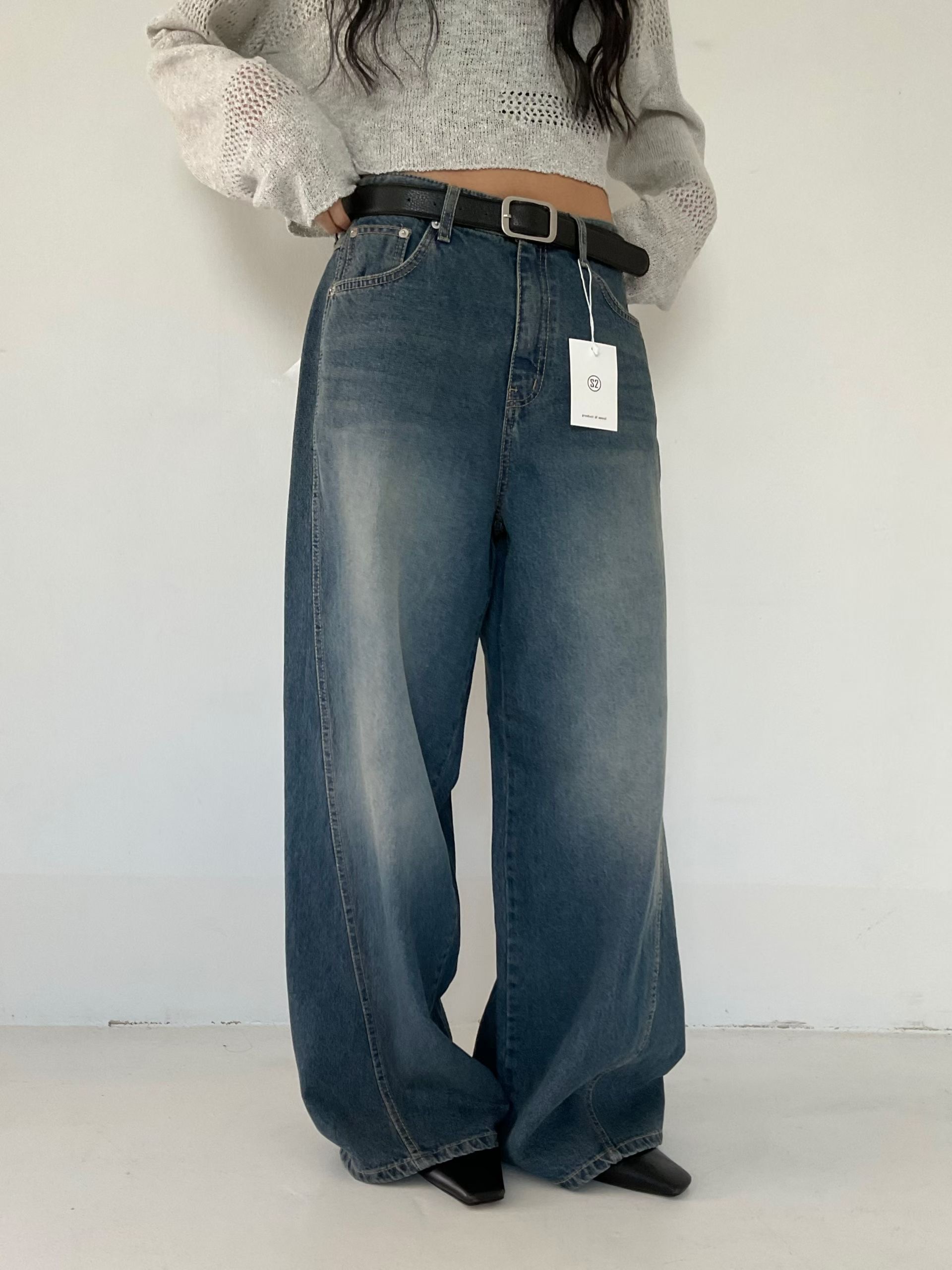 s.2.0韓國直郵女士新款休閑推薦26春夏職業牛仔褲不含腰帶s.2.0牛仔褲圖色1