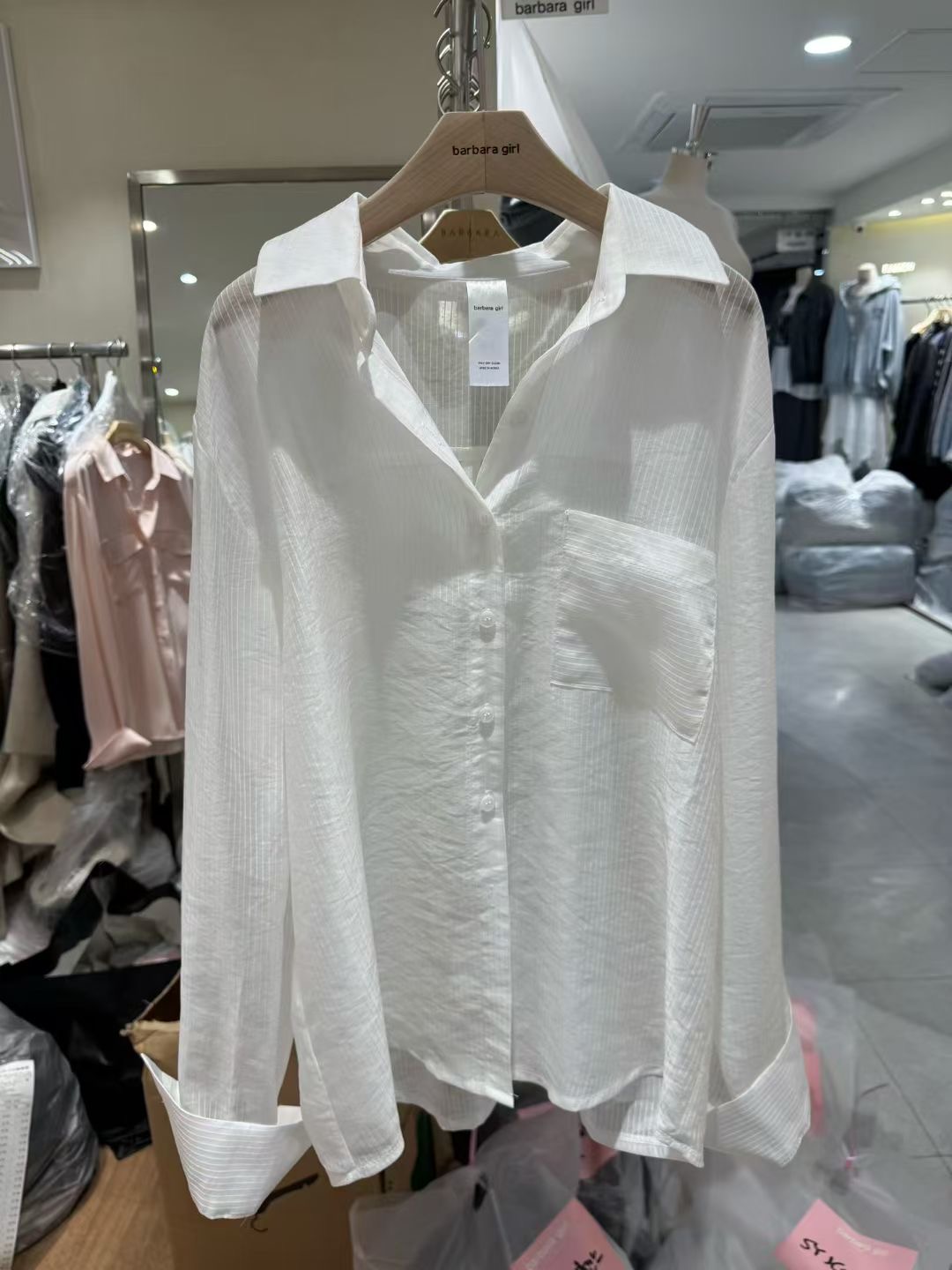 BARBARA GIRL韓國直郵實拍女士新款休閑襯衫蕾絲衫天絲條紋BARBARA GIRL襯衫/蕾絲衫圖色2