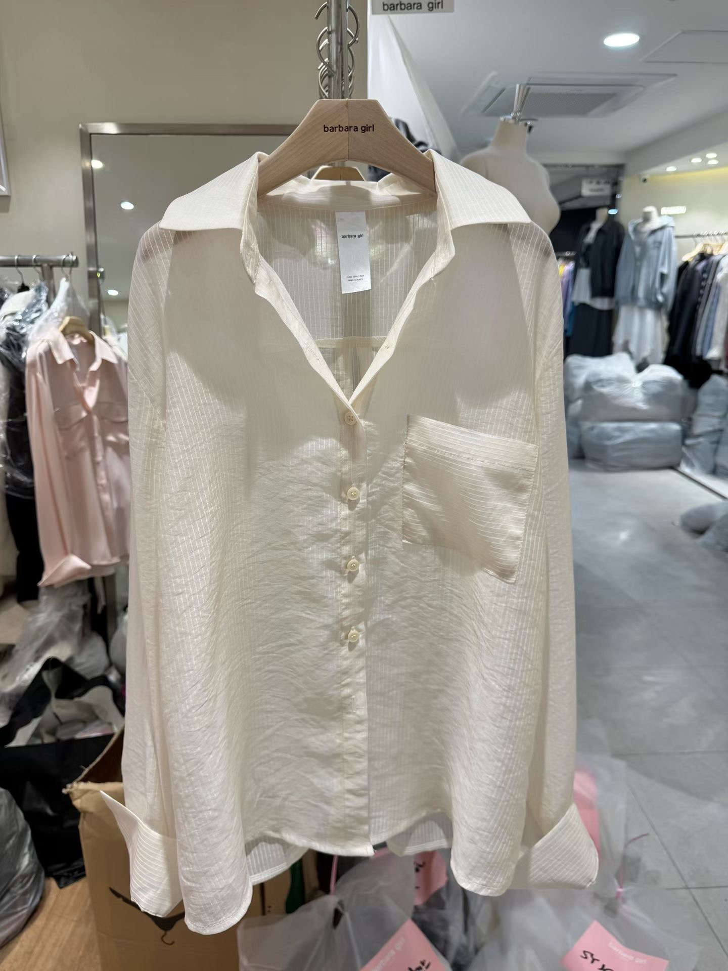 BARBARA GIRL韓國直郵實拍女士新款休閑襯衫蕾絲衫天絲條紋BARBARA GIRL襯衫/蕾絲衫圖色3