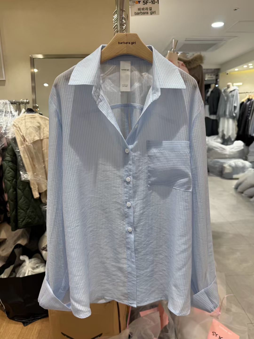 BARBARA GIRL韓國直郵實拍女士新款休閑襯衫蕾絲衫天絲條紋BARBARA GIRL襯衫/蕾絲衫圖色4