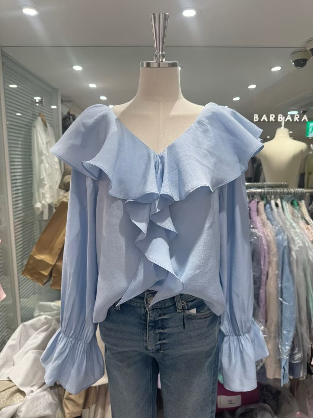 BARBARA GIRL韓國代購女士新款熱賣襯衫蕾絲衫荷葉邊系帶BARBARA GIRL襯衫/蕾絲衫圖色2