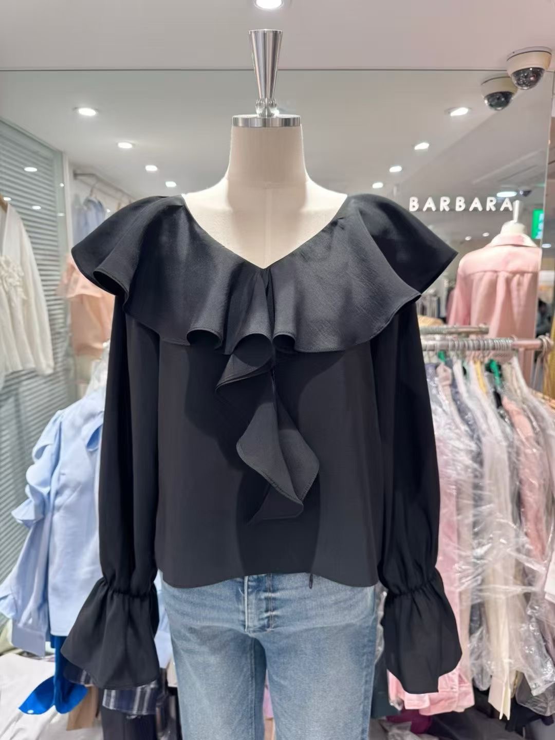 BARBARA GIRL韓國代購女士新款熱賣襯衫蕾絲衫荷葉邊系帶BARBARA GIRL襯衫/蕾絲衫圖色3