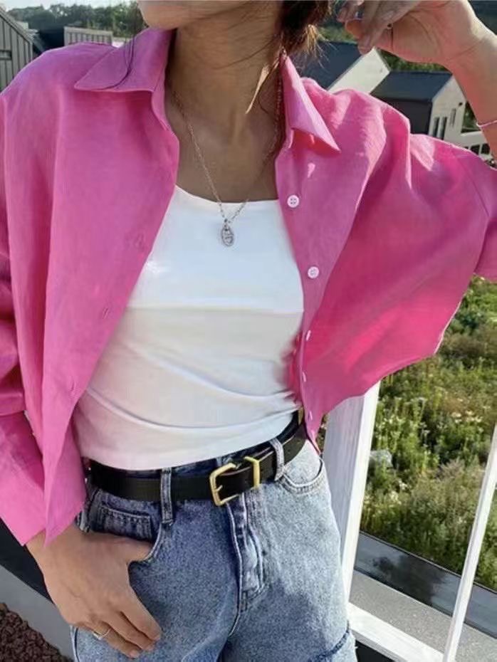 BARBARA GIRL韓國代購女裝新款人氣襯衫蕾絲衫不含內搭短款寬松BARBARA GIRL襯衫/蕾絲衫圖色4