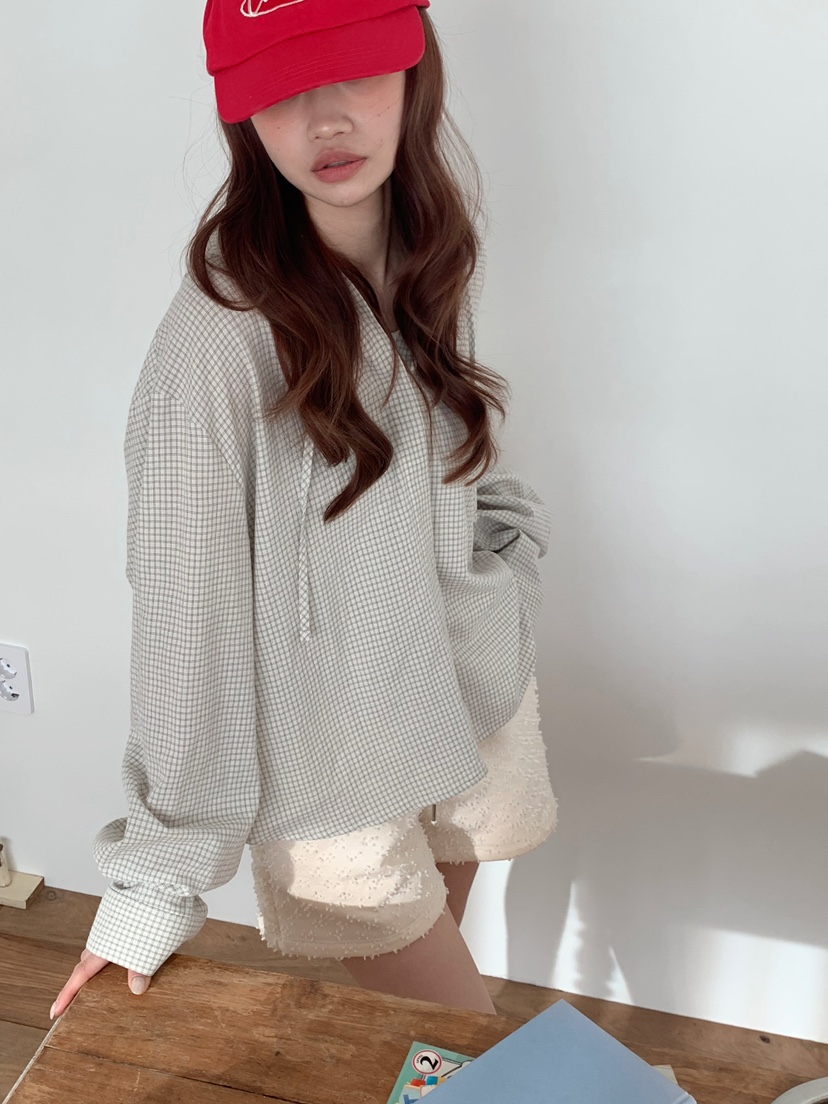 BEFORE SUNRISE韓國直郵女士新品熱賣襯衫蕾絲衫連帽衫格子BEFORE SUNRISE襯衫/蕾絲衫