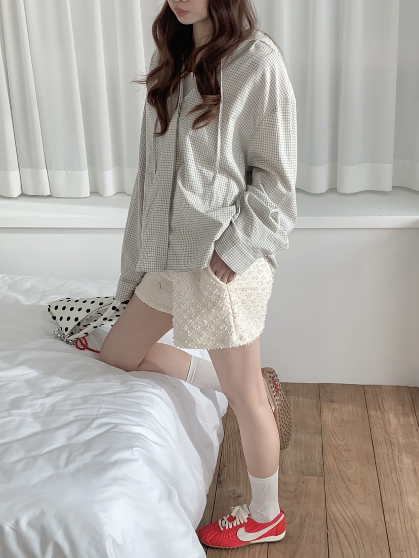 BEFORE SUNRISE韓國直郵女士新品熱賣襯衫蕾絲衫連帽衫格子BEFORE SUNRISE襯衫/蕾絲衫