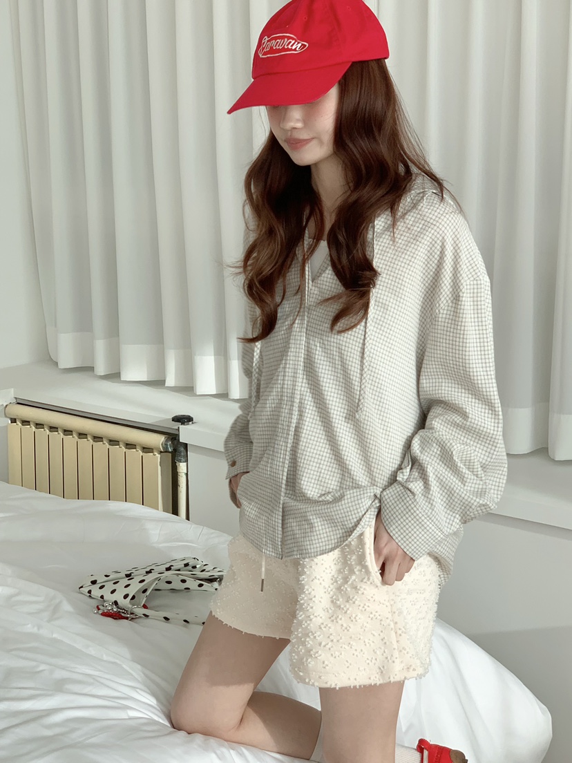 BEFORE SUNRISE韓國直郵女士新品熱賣襯衫蕾絲衫連帽衫格子BEFORE SUNRISE襯衫/蕾絲衫