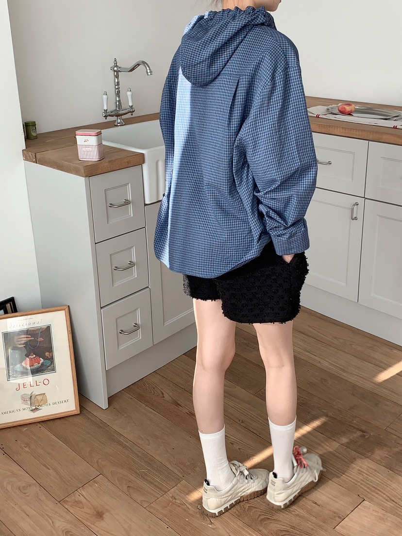 BEFORE SUNRISE韓國直郵女士新品熱賣襯衫蕾絲衫連帽衫格子BEFORE SUNRISE襯衫/蕾絲衫