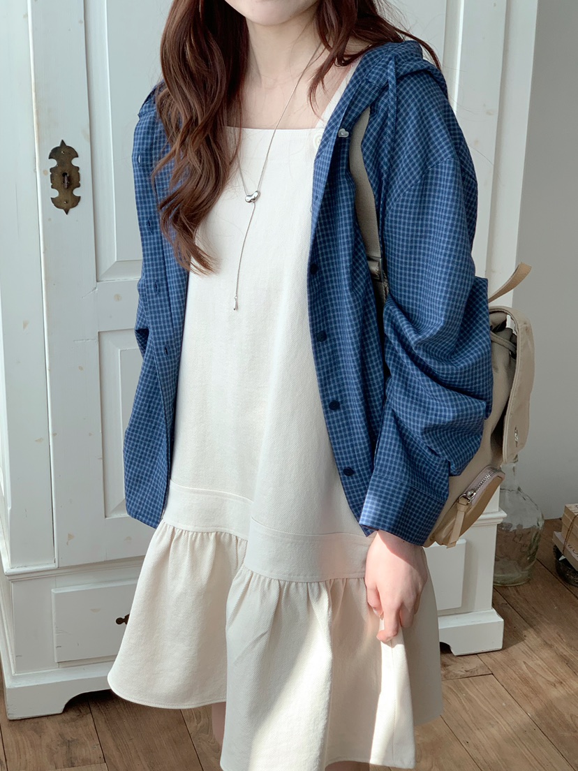 BEFORE SUNRISE韓國直郵女士新品熱賣襯衫蕾絲衫連帽衫格子BEFORE SUNRISE襯衫/蕾絲衫