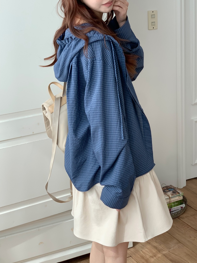 BEFORE SUNRISE韓國直郵女士新品熱賣襯衫蕾絲衫連帽衫格子BEFORE SUNRISE襯衫/蕾絲衫