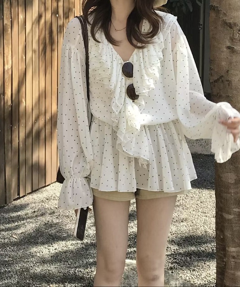 CORAL韓國東大門直郵女士新款時尚休閑26春夏人氣襯衫蕾絲衫CORAL襯衫/蕾絲衫