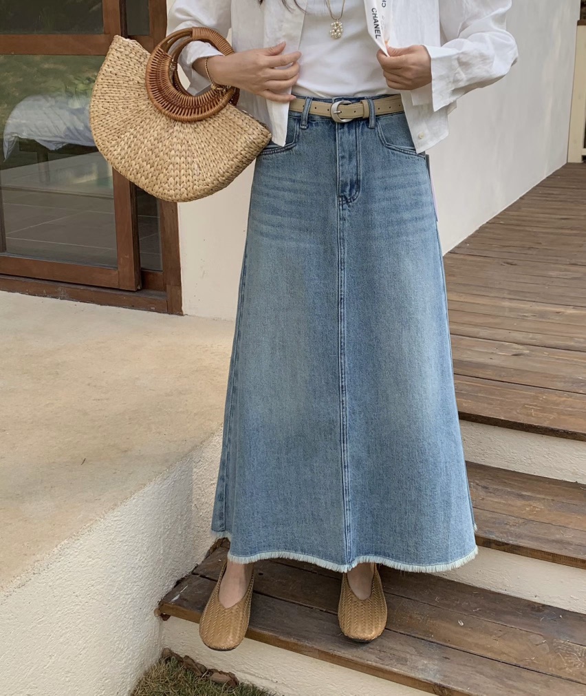 CORAL韓國代購女士新品人氣推薦熱賣26春夏職業長裙不含腰帶CORAL長裙