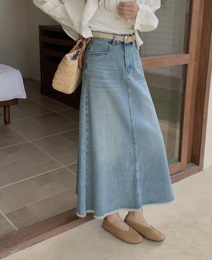 CORAL韓國代購女士新品人氣推薦熱賣26春夏職業長裙不含腰帶CORAL長裙