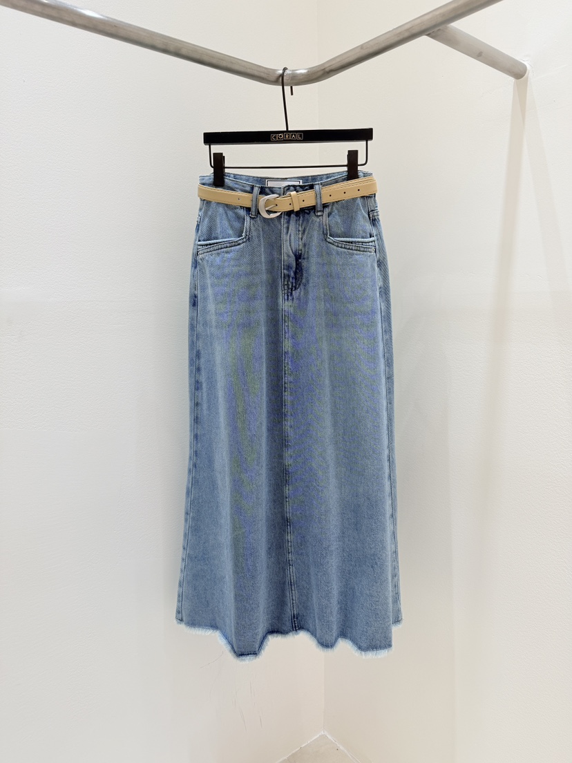 CORAL韓國代購女士新品人氣推薦熱賣26春夏職業長裙不含腰帶CORAL長裙圖色1