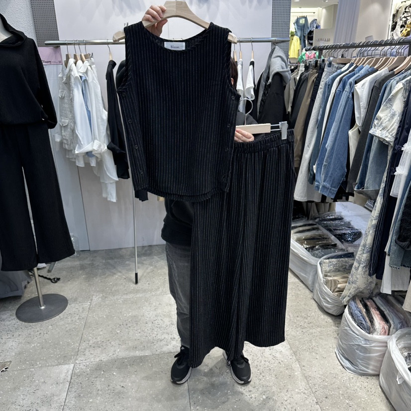 BLOOM韓國代購女裝新品時尚熱賣26春夏套裝兩件套套裝亞麻BLOOM-Q套裝圖色3