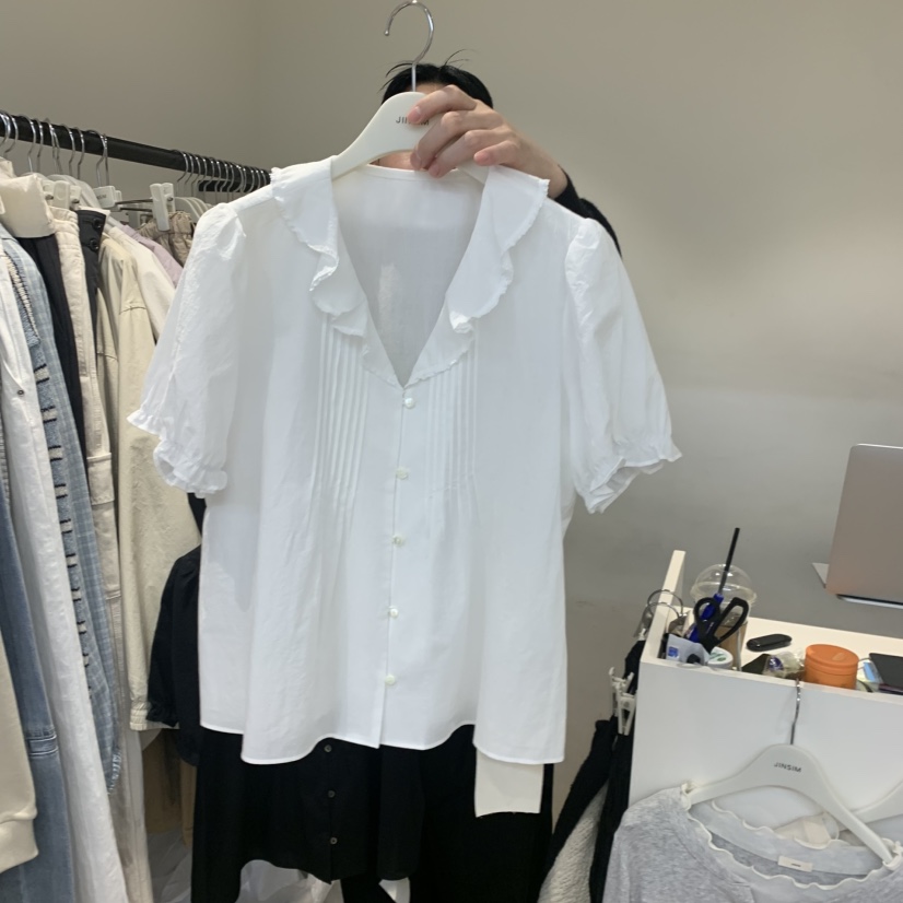 JINSIM韓國東大門代購女士新款休閑時尚推薦26春夏襯衫蕾絲衫JINSIM襯衫/蕾絲衫圖色1