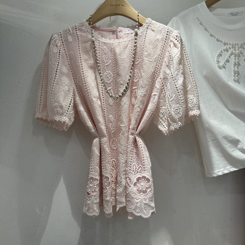 BELITA韓國直郵女裝新款休閑熱賣襯衫蕾絲衫不含飾品刺繡BELITA襯衫/蕾絲衫圖色1