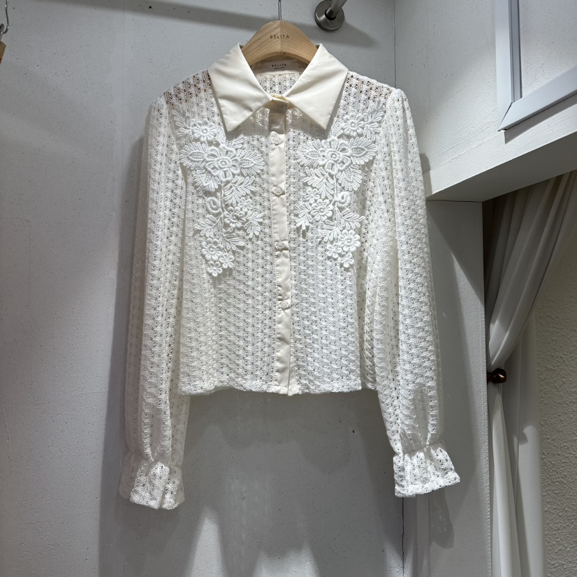 BELITA韓國東大門代購女士新款時尚26春夏人氣襯衫蕾絲衫BELITA襯衫/蕾絲衫圖色1奶油色