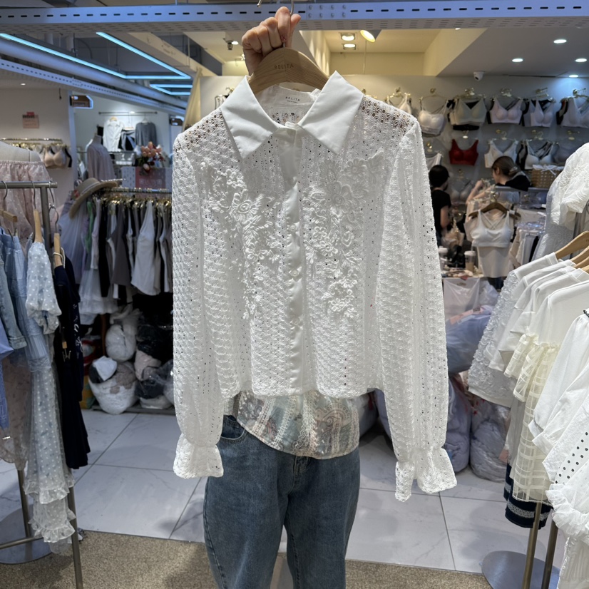 BELITA韓國東大門代購女士新款時尚26春夏人氣襯衫蕾絲衫BELITA襯衫/蕾絲衫圖色2白色