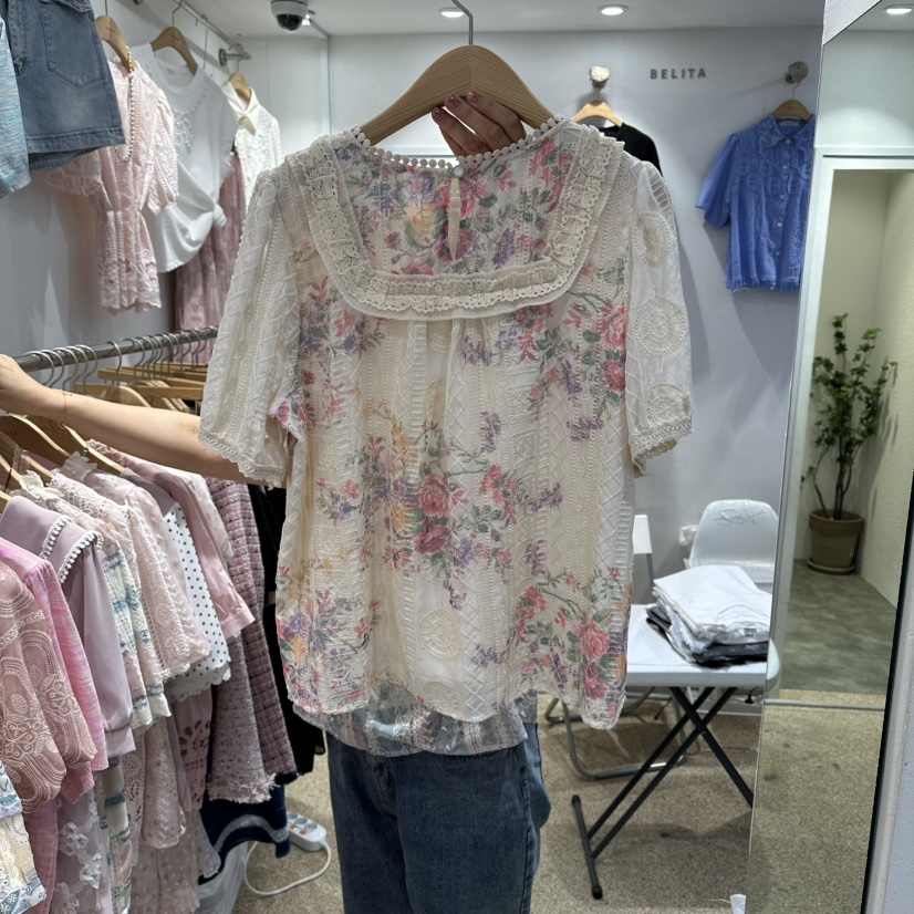 BELITA韓國東大門直郵女士新款26春夏襯衫蕾絲衫不含飾品BELITA襯衫/蕾絲衫