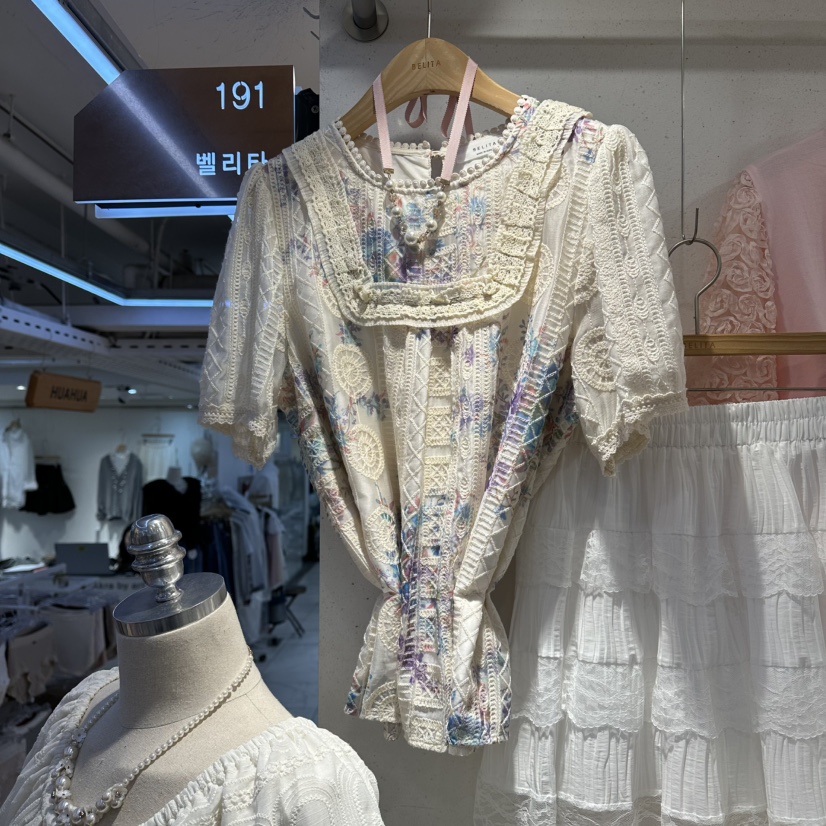 BELITA韓國東大門直郵女士新款26春夏襯衫蕾絲衫不含飾品BELITA襯衫/蕾絲衫圖色1